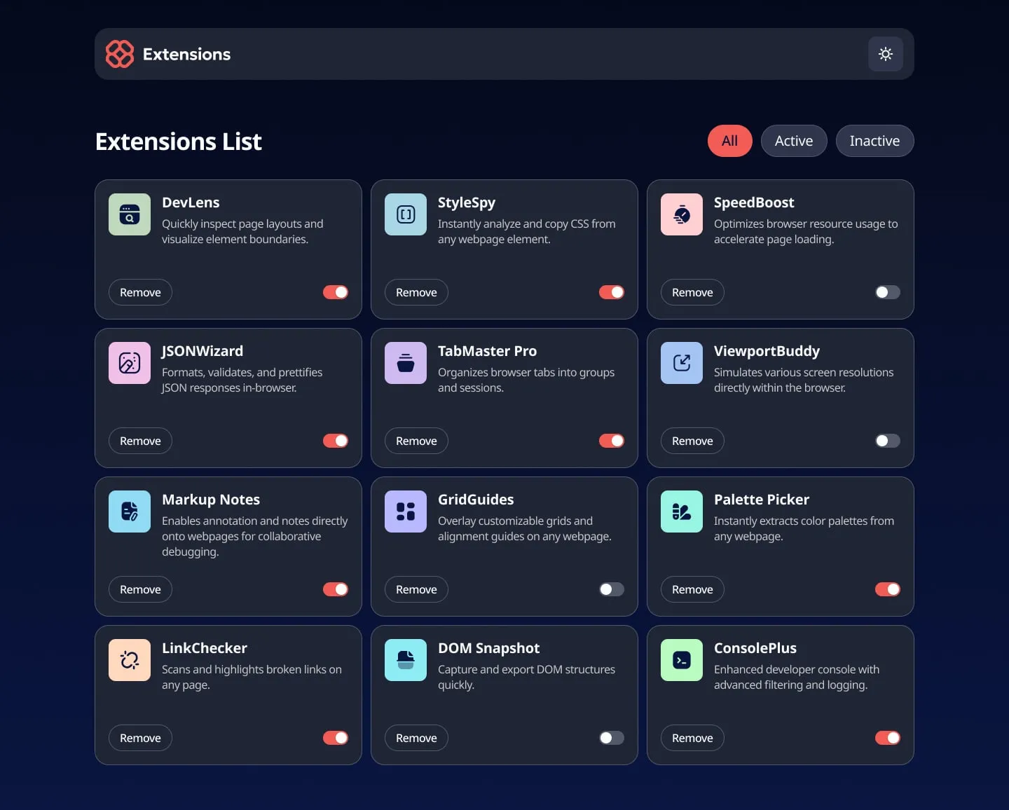 Captura 1 de Browser Extension Manager